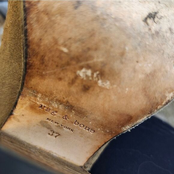 Rag &‎ Bone Kinsey brown waxed suede Stacked heel ankle boots - Picture 7 of 12